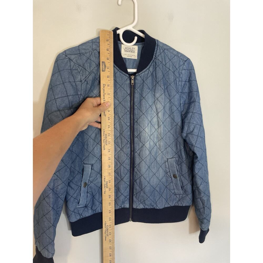 Ashley by 26 International Quilted Blue Denim Jacket Women's Small Full Zip READ - Picture 3 of 12